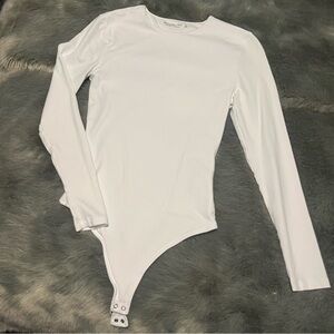 A&F white crew neck long sleeve bodysuit